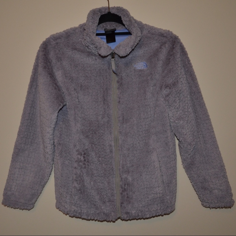 Kids L North Face Grey Fuzzy Jacket - Picture 1 of 8